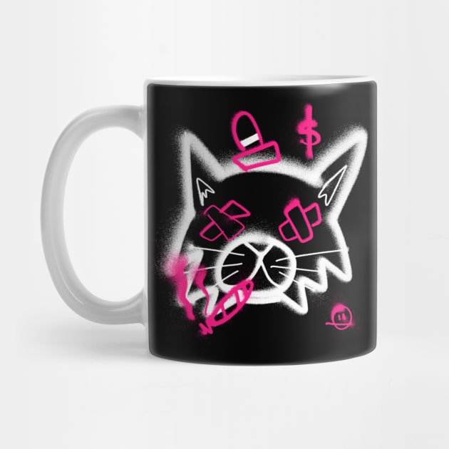 Graffiti Cat Street Wear Pink Mood Signs Monday Mood Cat with Plasters by Horisondesignz